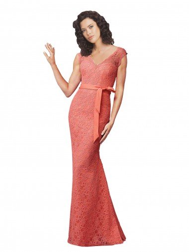 Shop Mermaid Long V-Neck Lace Bridesmaid Dress with Open Back London