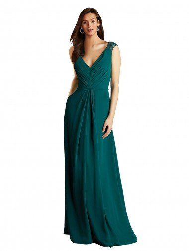Shop Long A-Line Lace and Chiffon Bridesmaid Dress with Open Back London