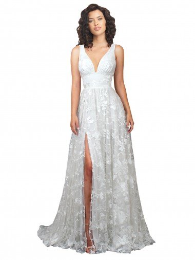 Shop Plunging V-Neckline Wedding Dress with Slit London