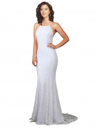Shop High Neck Backless Lace Wedding Dress with Plunging Low Back London