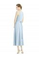 Short Tea Length V-Neck Satin Bridesmaid Dress