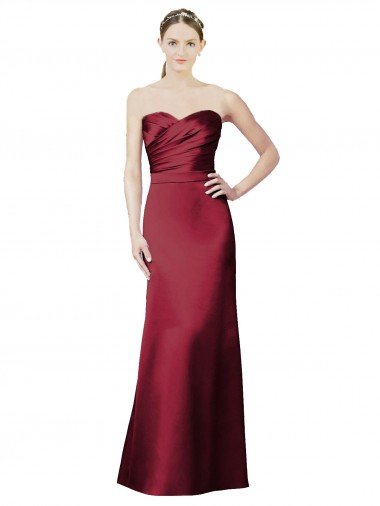 Shop Strapless Satin Bridesmaid Dress with Asymmetrical Draped Bodice London