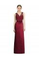 Full Length Sleeveless Satin Bridesmaid Dress with Lace Bodice