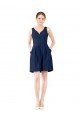 V-Neck A-Line Satin Cocktail Bridesmaid Dress with Pockets