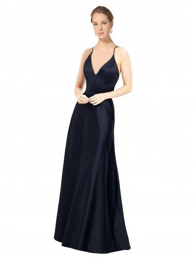Shop Sexy Satin Bridesmaids Dress with Deep V-Neckline and Strappy Back London