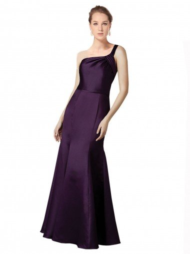 Shop Long Ruched Neckline One Shoulder Satin Bridesmaid Dress / Prom Dress London