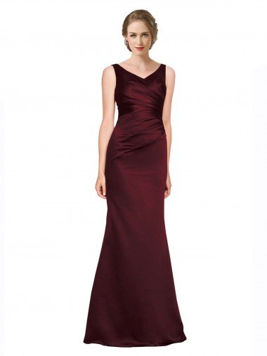 Shop Figure Shaping Formal Satin Bridesmaid Dress / Prom Dress with Structured Pleats London