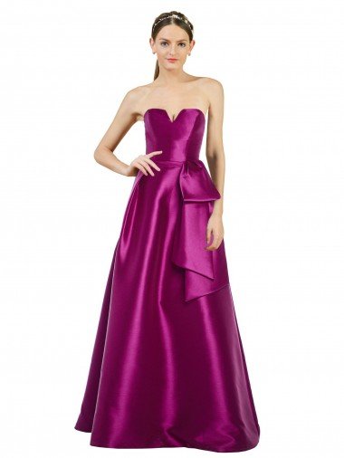 Shop Sleeveless V-Neck Long Satin Bridesmaid Dress / Prom Dress with Bow Waist London