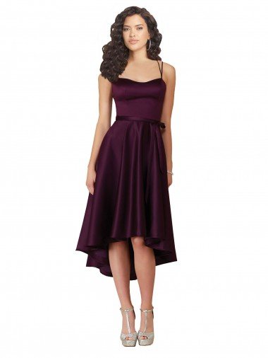 Shop Elegant High Low Satin Bridesmaid Dress / Prom Dress with Criss Cross Back London