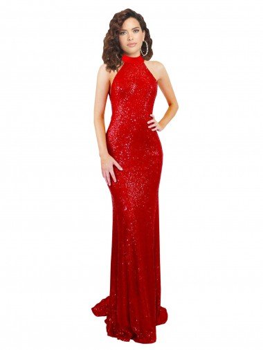 Shop Halter High Neck Mermaid Open Back Formal Sequin Bridesmaid Dress / Prom Dress London