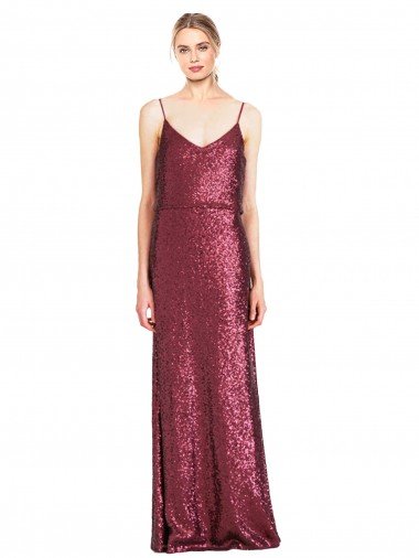 Shop High Neck Halter Long Slim Formal Sequin Bridesmaid Dress / Prom Dress with V-Neck and Blouson Bodice London