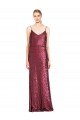 High Neck Halter Long Slim Formal Sequin Bridesmaid Dress / Prom Dress with V-Neck and Blouson Bodice