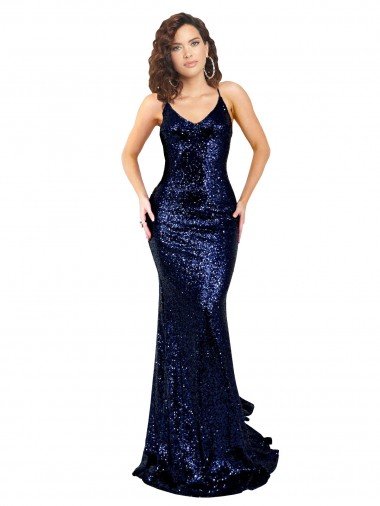 Shop Mermaid V-Neck Low Back Long Formal Sequin Bridesmaid Dress / Prom Dress London