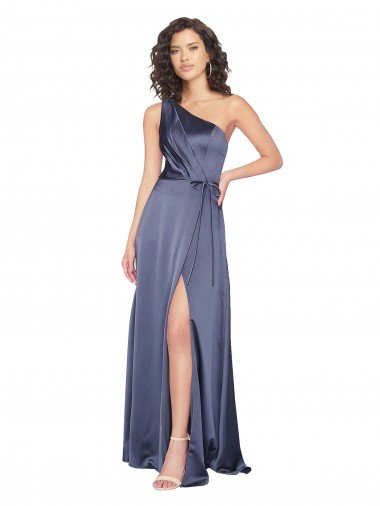 Shop Draped Formal Silky Satin Bridesmaid Dress / Prom Dress with Tied Waist London