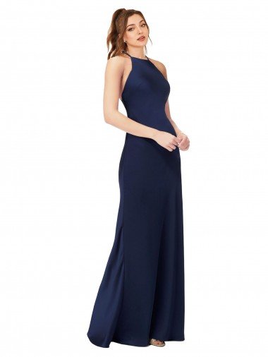 Shop High Neck Satin Bridesmaid Dress / Prom Dress with Strappy Back London