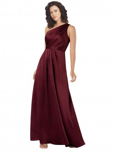 Shop One Shoulder Formal Silky Satin Bridesmaid Dress / Prom Dress with Subtle Pleats London