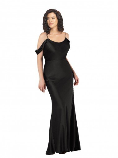 Shop Off the Shoulder Sleeves Formal Silky Satin Bridesmaid Dress / Prom Dress with Skirt Slit London