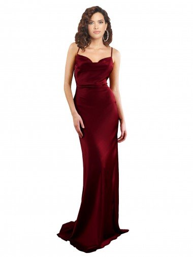 Shop Cowl Neck Long Criss Cross Open Back Formal Silky Satin Bridesmaid Dress / Prom Dress London