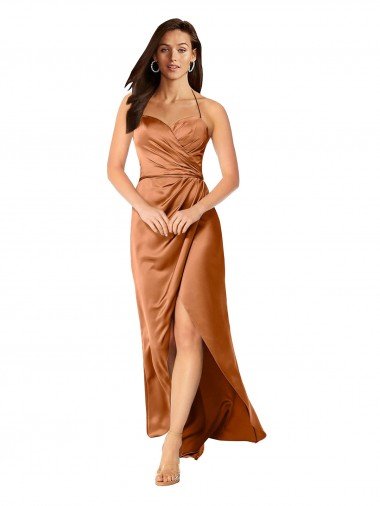 Shop Faux-Wrap Skirt Formal Silky Satin Bridesmaid Dress / Prom Dress London