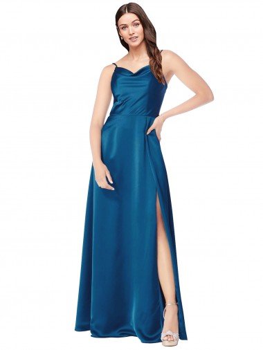 Shop Cowl Neck Salky Satin Bridesmaid Dress / Prom Dress London