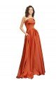 Strapless Sweep Train Formal Silky Satin Bridesmaid Dress / Prom Dress with Pleats