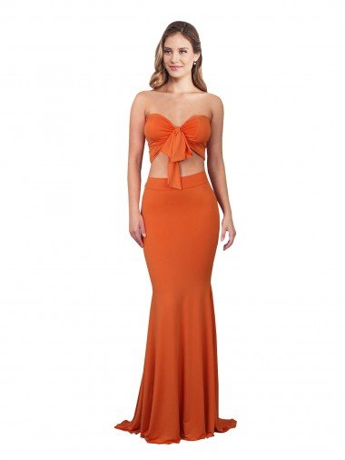 Shop Strapless Bandeau Bodice Long Formal Spandex Bridesmaid Dress / Prom Dress London