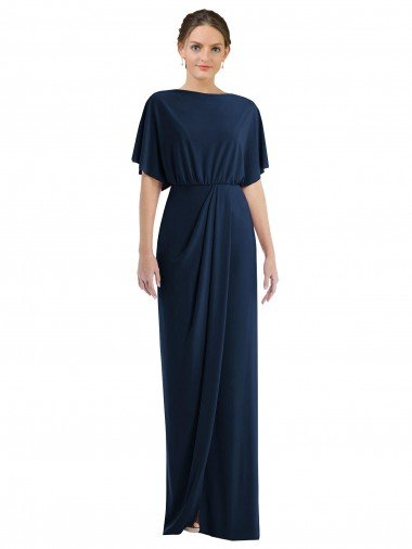 Shop Open Back Short Sleeves Draped Tulip Skirt Maxi Spandex Bridesmaid Dress / Prom Dress London
