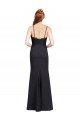 Long Chiffon Bridesmaid Dress / Prom Dress with Lace Bodice and Curved V-Neckline