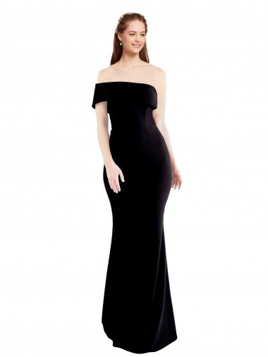 Shop Asymmetrical Draped Off the Shoulder Banded Formal Crepe Bridesmaid Dress / Prom Dress London