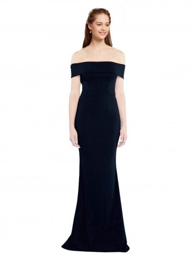 Shop Off the Shoulder Fitted Formal Crepe Bridesmaid Dress / Prom Dress with Back Cut Out London