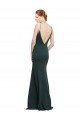 Deep V-Neck and Back Long Formal Crepe Bridesmaid Dress / Prom Dress