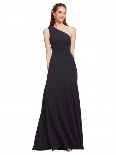 Shop Fit and Flare Formal Crepe Bridesmaid Dress / Prom Dress with One Shoulder London