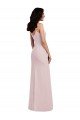 Spaghetti Strap V Back Formal Crepe Bridesmaid Dress / Prom Dress with Front Slit