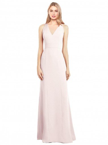 Shop V-Neck Keyhole Back Crepe Trumpet Bridesmaid Dress / Prom Dress London