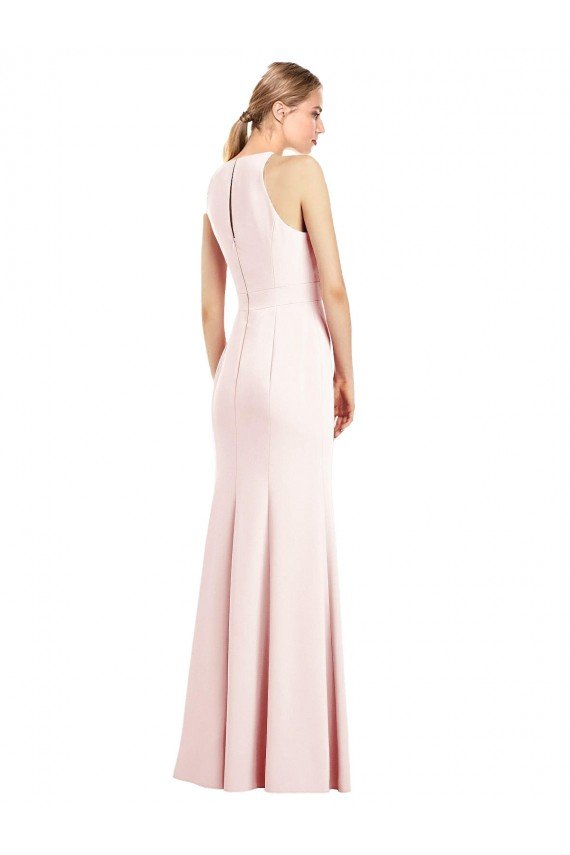 V-Neck Keyhole Back Crepe Trumpet Bridesmaid Dress / Prom Dress