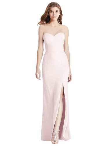 Shop Strapless Crepe Trumpet Bridesmaid Dress / Prom Dress with Front Slit London