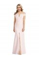 Off the Shoulder Notch Trumpet Formal Crepe Bridesmaid Dress / Prom Dress with Front Slit