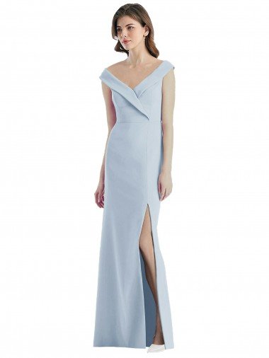 Shop Romantic Off the Shoulder Long Maxi Bridesmaid Dress with Side Slit London