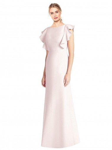 Shop Ruffle Cap Sleeves Open Back Trumpet Bridesmaid Dress / Prom Dress London