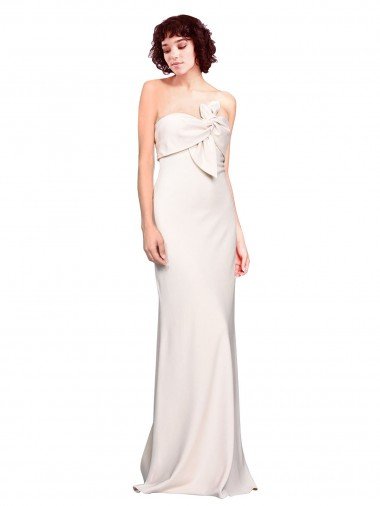 Shop Strapless Crepe Fitted Bridesmaid Dress / Prom Dress with Twist Bow London