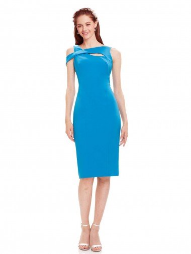 Shop Sleeveless Formal Crepe Cocktail Dress / Homecoming Dress with Keyhole Off The Shoulder Detailing London