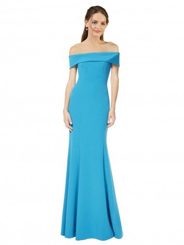 Shop Off the Shoulder Formal Crepe Bridesmaid Dress / Prom Dress with Fitted Silhouette London