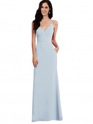 Shop V Back Spaghetti Strap Maxi Bridesmaid Dress / Prom Dress with Pockets London