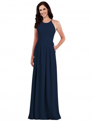 Shop Criss Cross Back Crepe Halter Bridesmaid Dress with Pockets London