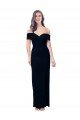 Off the Shoulder Long Full Length Formal Crepe Bridesmaid Dress / Prom Dress with Side Split