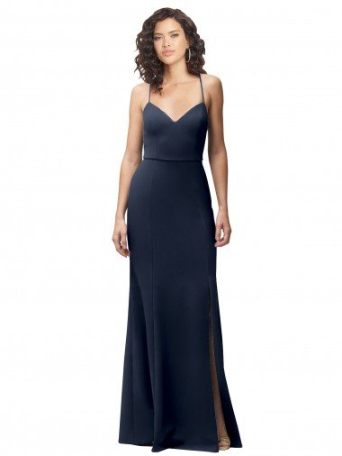 Shop Sweetheart Fit and Flare Stretch Formal Crepe Bridesmaid Dress / Prom Dress with Side Slit and Strappy Back London