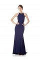 High Neck Fishtail Formal Crepe Bridesmaid Dress / Prom Dress with Open Back Detail