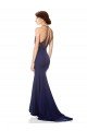 High Neck Fishtail Formal Crepe Bridesmaid Dress / Prom Dress with Open Back Detail