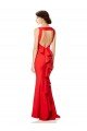 High Neck Maxi Formal Crepe Bridesmiad Dress with Exaggerated Back Ruffle