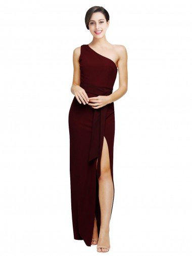Shop One Shoulder Sheath Formal Crepe Bridesmaid Dress / Prom Dress with High Side Split London